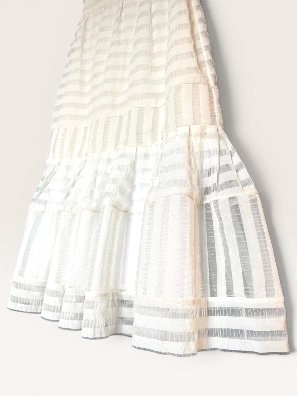 Erdem Abrielle Ivory White Stripe Silk Lined Tiered‎ Midi Dress US 4 SS16 Bridal - Picture 10 of 12